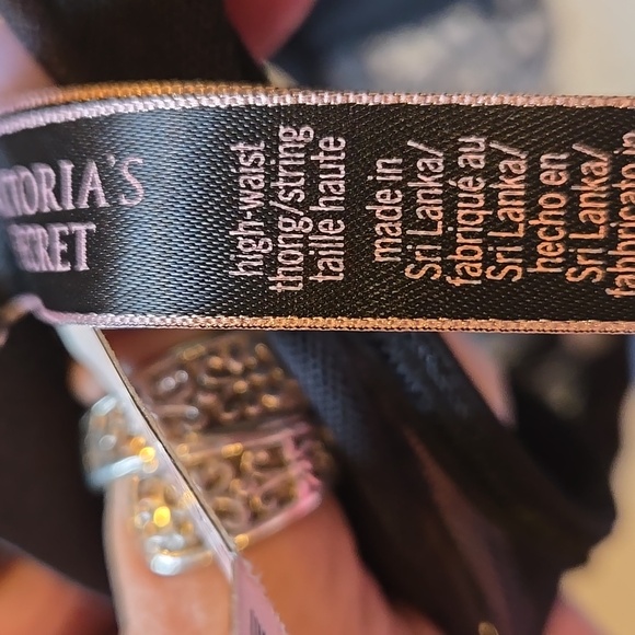 NWT Victoria's Secret Black Lacey Tiger Design High-waisted Thong Panties - Picture 6 of 9